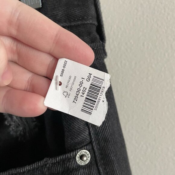 Old Navy Wmn 14 Black Distressed Button Fly High-Rise Slouchy Straight Jean NWT - Picture 7 of 11